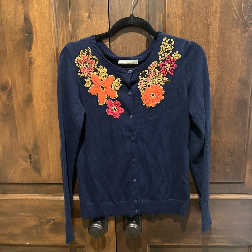 Anthropologie Tabitha Posey Patch Cardigan with Floral Embroidery - Picture 2 of 7